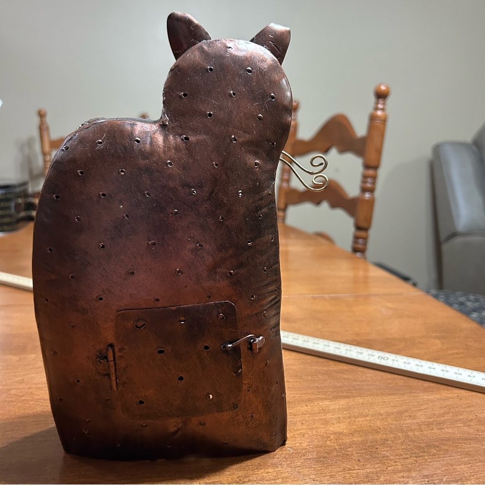 Metal Copper Tone Cat Art Deco Candle Holder table lantern for Tealight - Picture 5 of 13